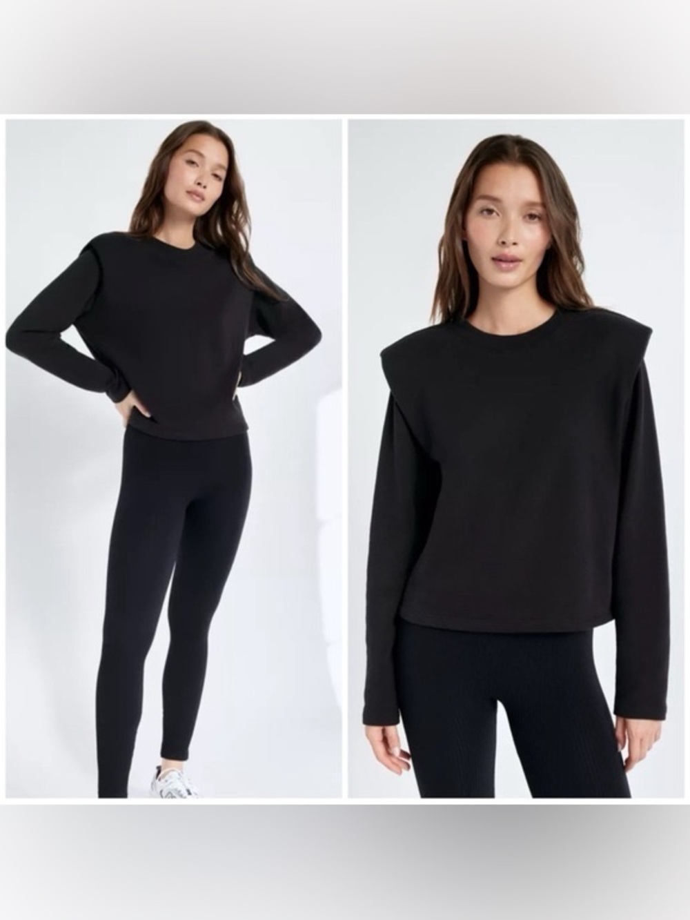 ARITZIA Babaton Cozy Fleece Boyfriend Shoulder Pad Sweatshirt in Black | Medium